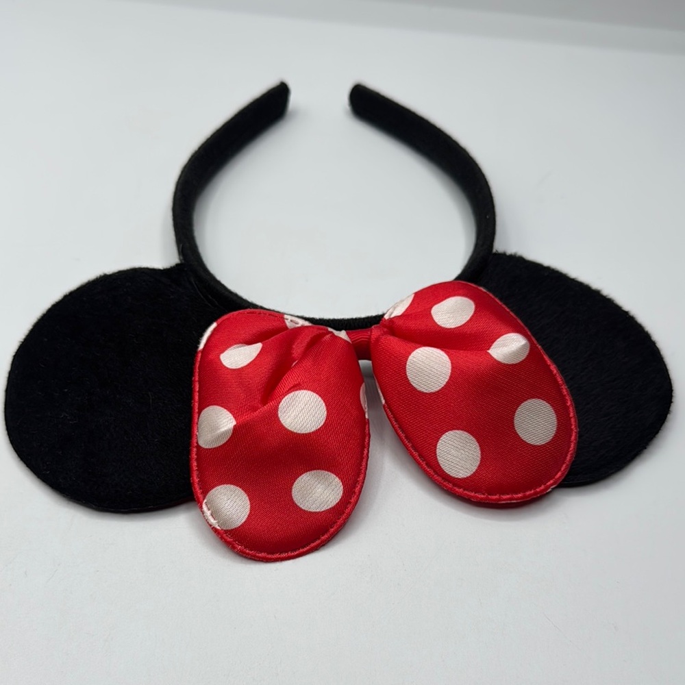 Disney Minnie Mouse Black and Red Polka Dot Bow Headband - Picture 3 of 4